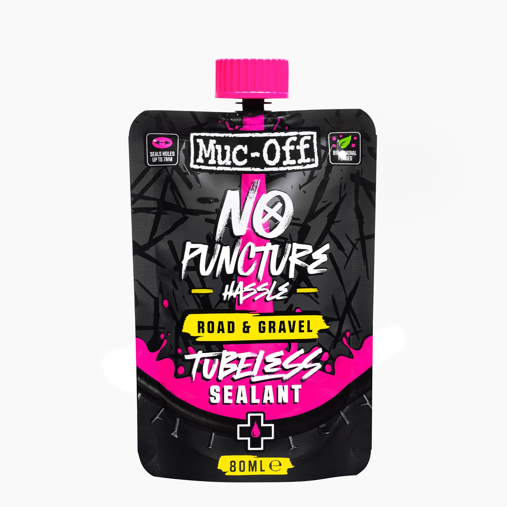 Muc-Off Road & Gravel Tubeless Sealant, 80ml - Tubeless tire Sealant for Bicycle Puncture Repair - Durable Bike tire Sealant for