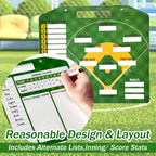 Magnetic Baseball Lineup Board For Dugout, Suveus Baseball Clipboard For Coaches, Softball Lineup Cards Marker Boards (Green)