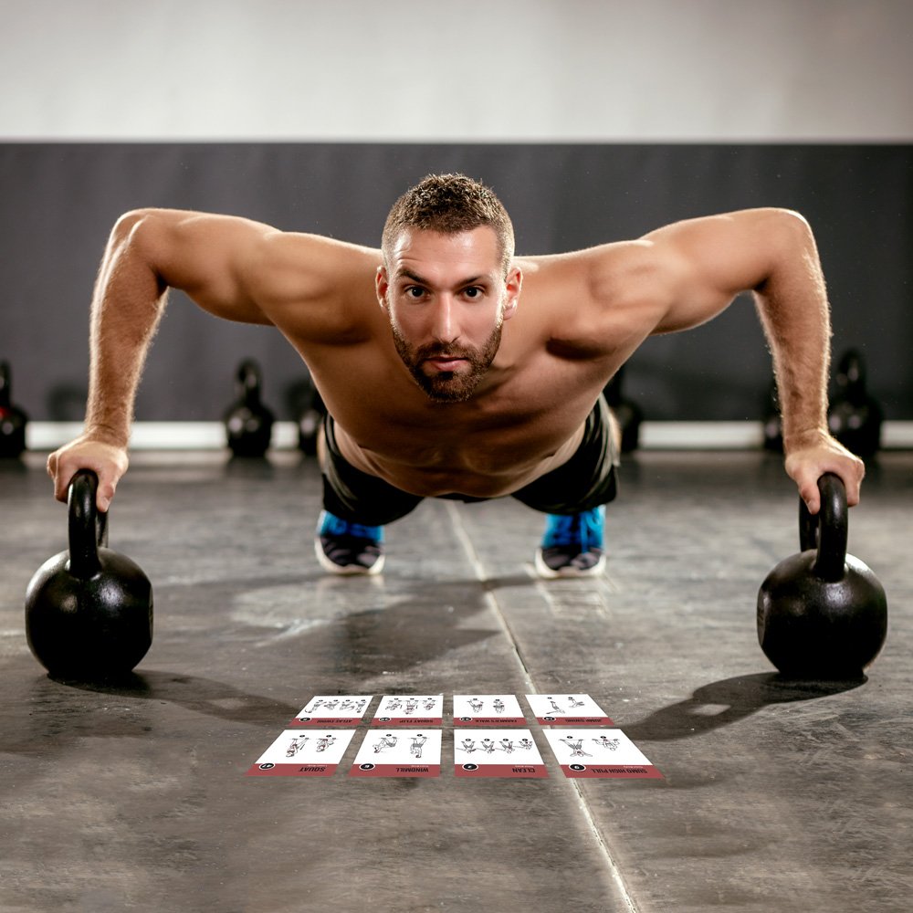 Newme Fitness Kettlebell Workout Cards, Instructional Fitness Deck For Women & Men, Beginner Fitness Guide To Training Exercises