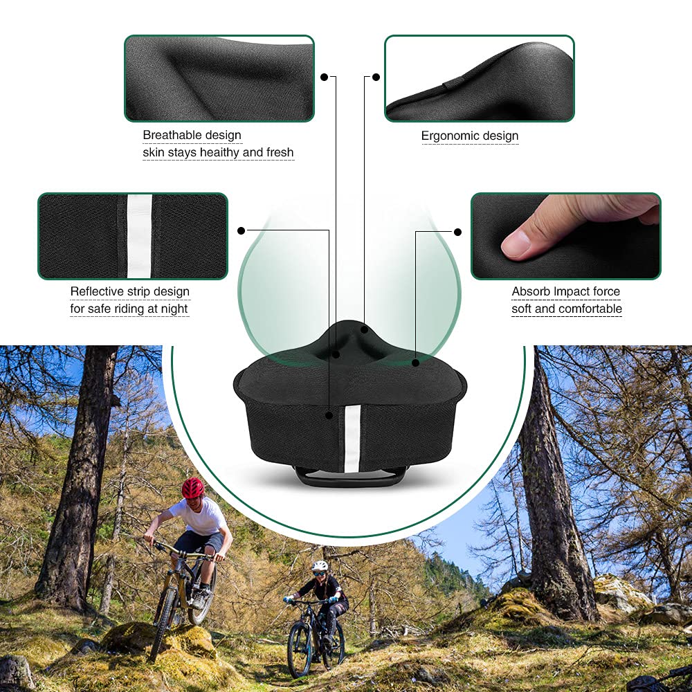 Anzome Bike Seat Cushion, Wide Gel Bike Seat Cover & Extra Soft Gel Bike Seat Cushion For Women Men Everyone, Fits Spin, Station