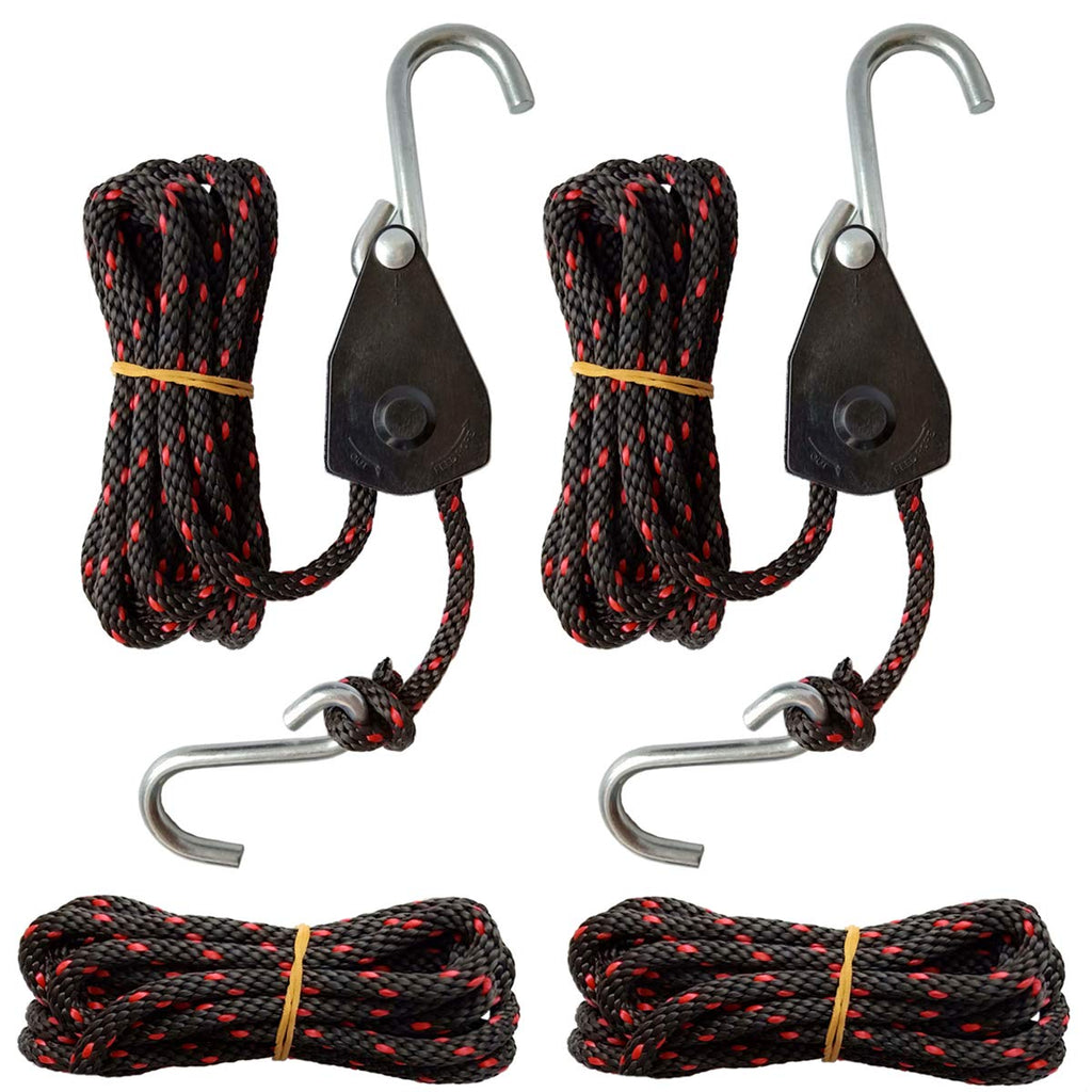 Sentry Ratchet Kayak And Canoe Bow And Stern Tie Downs 1/4'' Grow Light Heavy Duty Adjustable Rope Hanger (2-Pack)