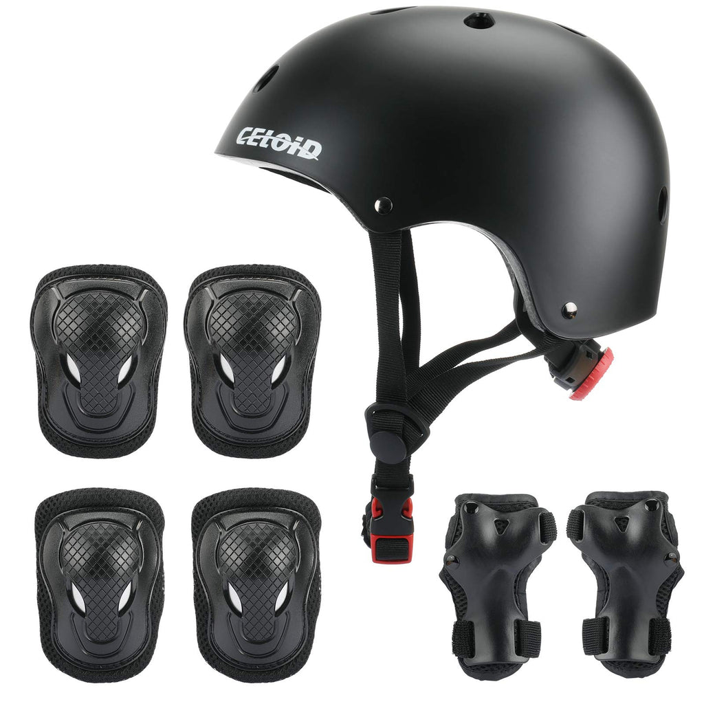 Celoid Kids Helmet Pad Set,Adjustable Kids Skateboard Bike Helmet Knee & Elbow Pads Wrist Guards 5-8 Years Kids Protective Gear 