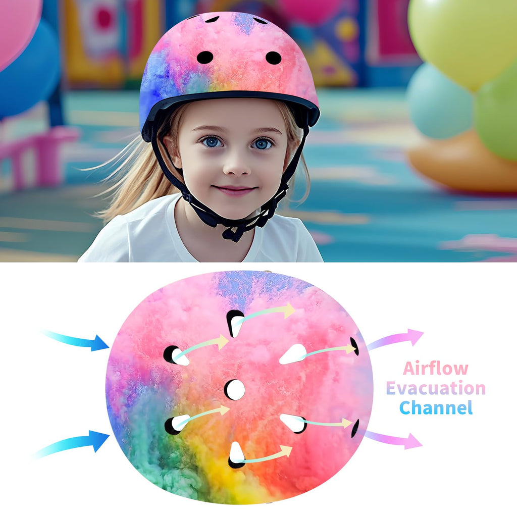 JEEFREE Adjustable Color Gradient Toddler Kids Bike Helmet for 3-5-8-14+Ages Girls Boys.Skateboard Bicycle Toddler Helmet 2-4 Ye