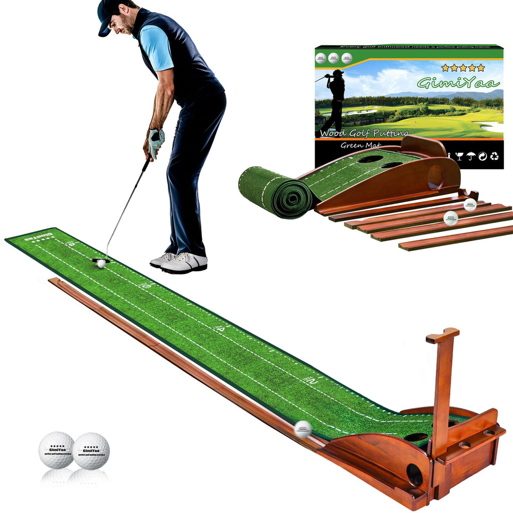 Gimiyaa Golf Putting Mat Green Indoor And Outdoor With Auto Ball Return,Game Practice Golf Gifts For Home, Office, Backyard Indo