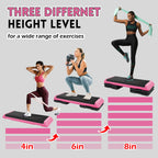 Fitvids Step Aerobic Stepper With 4 Stackable Risers, 43'' Aerobic Platform Adjustable Height 4''-6''-8'', Fitness Training Work