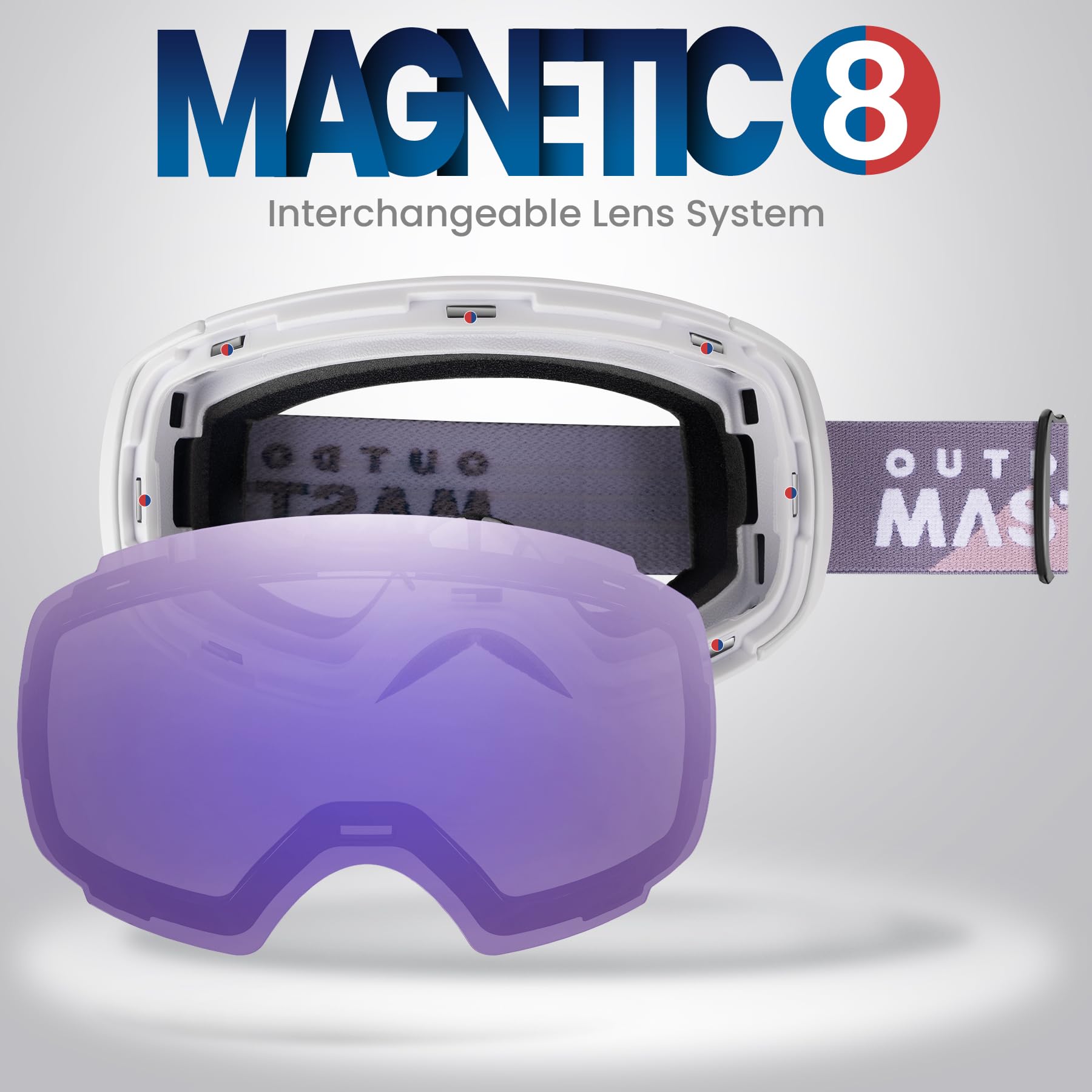 OutdoorMaster Ski Goggles PRO - Frameless, Interchangeable Lens 100% UV400 Protection Snow Goggles for Men & Women (Polarized Vi