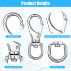 Mixiflor Stainless Steel Swivel Eye Snap Hook, 4 Pack (4 Inch) Swivel Snap Hook Flag Pole Clips, Rotating Diving Clips Spring Ho