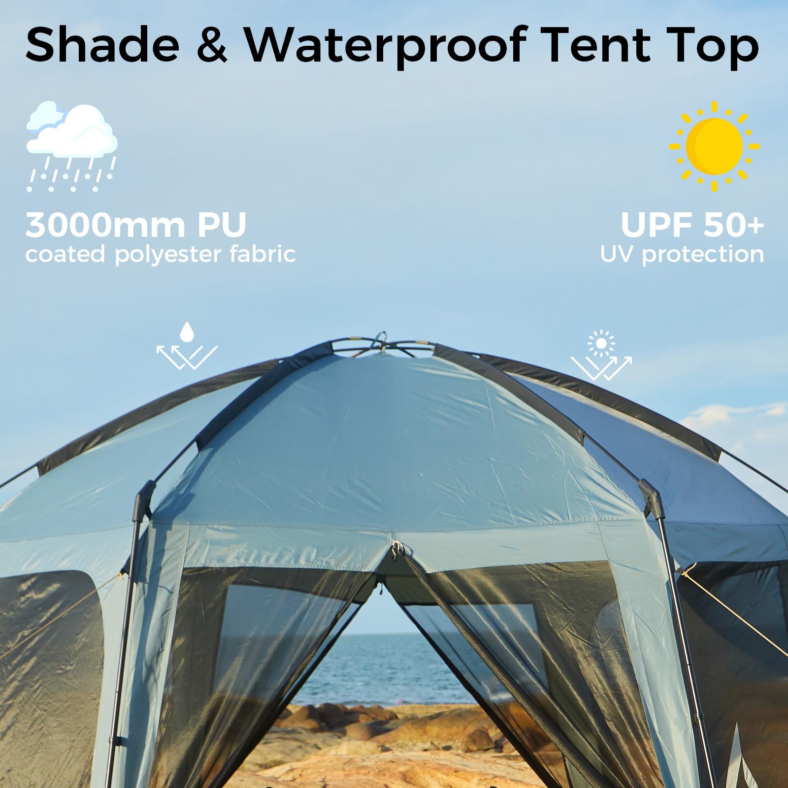 Kingcamp Screen Tent, Camping Tent For 6-8 Person 12' X 12' Portable Screen House Room With Detachable Sunshade For Camping, Gar