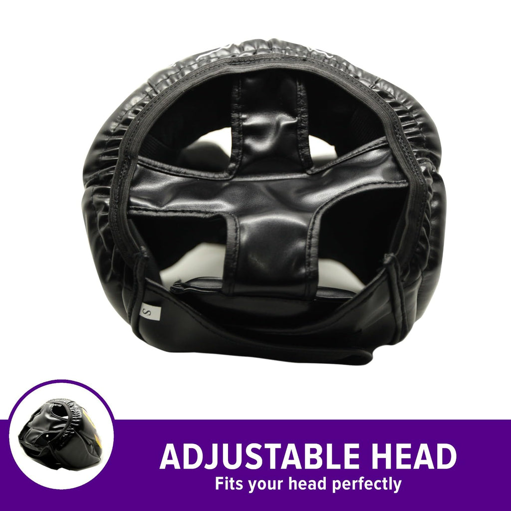 Trained Boxing Headgear Black S/L Use For Mma Training Kickboxing, Muay Thai, Sparring, Karate And Taekwondo Head Guard.