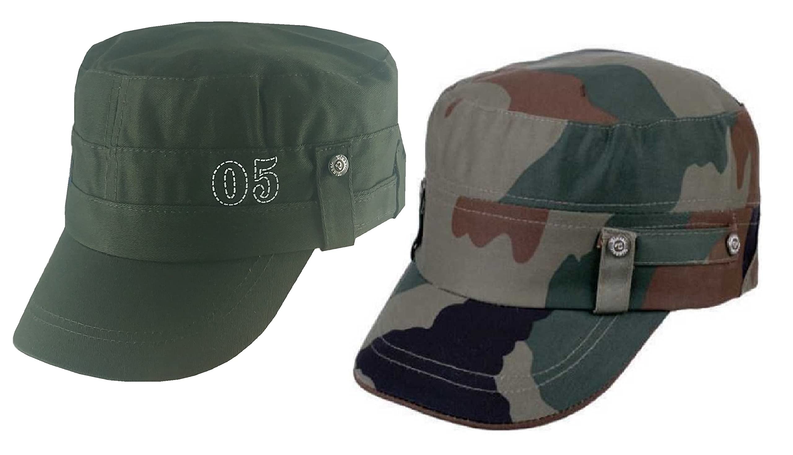 Combo Hats Branded Army Captain Green And Military Pattern Hat Flat Sports 2 Cap