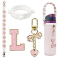 SITKOL Cute Letter Charm Set for Owala 24 oz, 32 oz, 40 oz Water Bottles & Coffee Tumblers - Includes Handle Strap, Compatible w