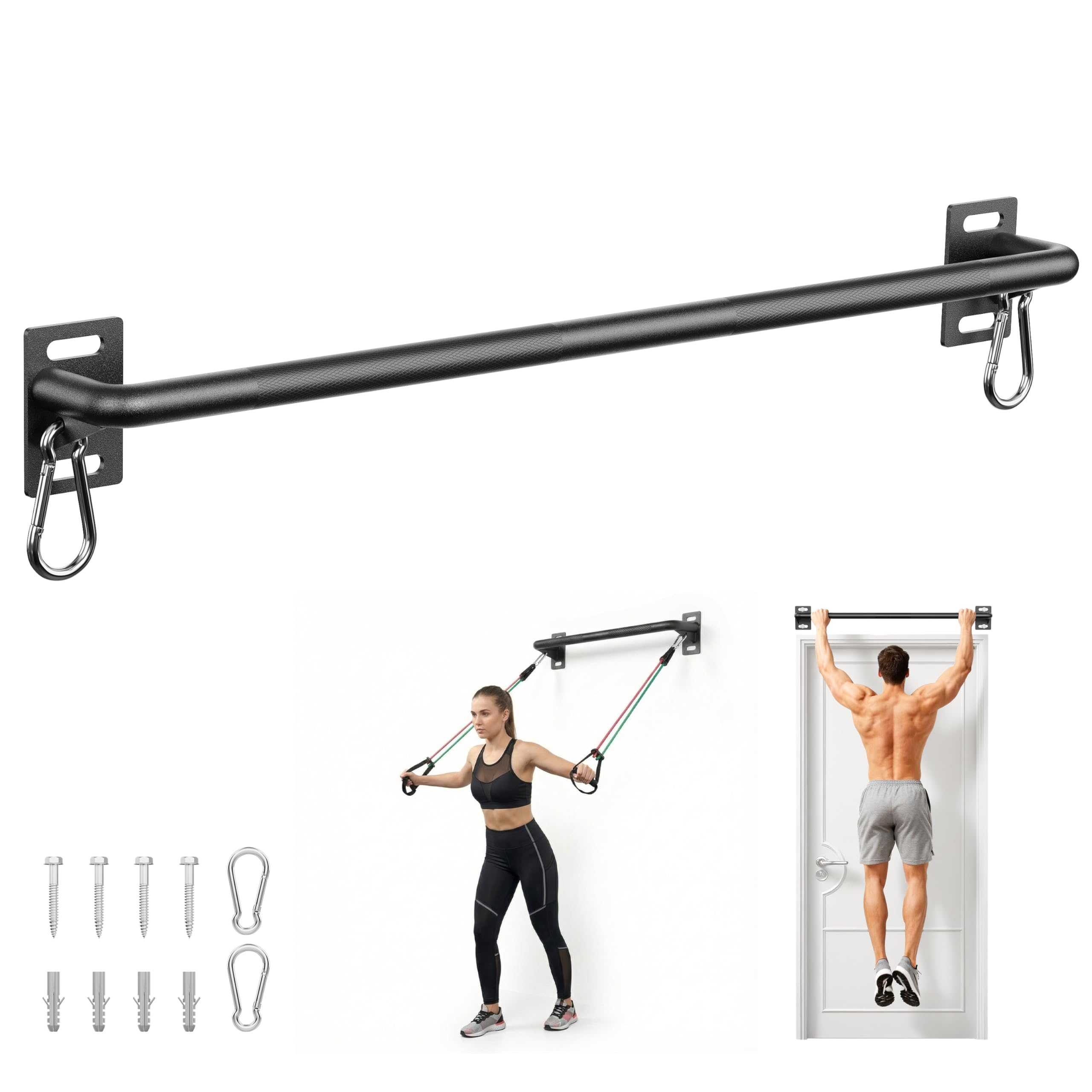 HANDBODE Pull Up Bar for Doorway and Wall Mount - Chin Up Bars for Home Gym, 36 in Upper Body Workout Equipment with 500 lbs Cap