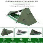 Geertop Lightweight 1 Person Bivy Tent For Camping 3 Season Waterproof Single Person Camp Tent For Backpacking Hiking Travel Out