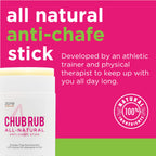 Zone Naturals Chub Rub Stick - 100% Natural Anti Chafing Stick - Friction Defense Anti Chafe Stick Reduces Rubbing And Irritatio
