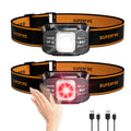 SuperFire Headlights for Head, Led Headlamp Rechargeable with Red Light, 7 Light Modes, IP 44 Waterproof Motion Sensor Head Flas