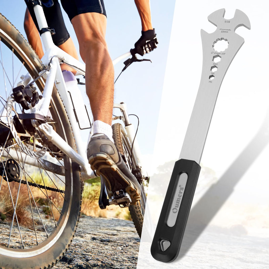 Oumers Bike Pedal Wrench, Bicycle Pedal Removal Spanner With Extra Long Handle, Multi-Use 15Mm,9/16 Pedal Removal Tool And 10Mm/