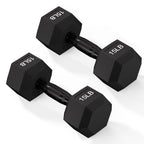 Fitvids Rubber Encased Exercise & Fitness Hex Dumbbell, Hand Weights With Anti-Slip Metal Handle For Home Gym, Multiple Sizes, 1