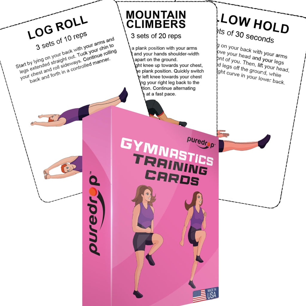 Puredrop Gymnastics Training Equipment Aid Cards: Great Training Drills For Solo Practice. Exercises And Workouts For At Home. F
