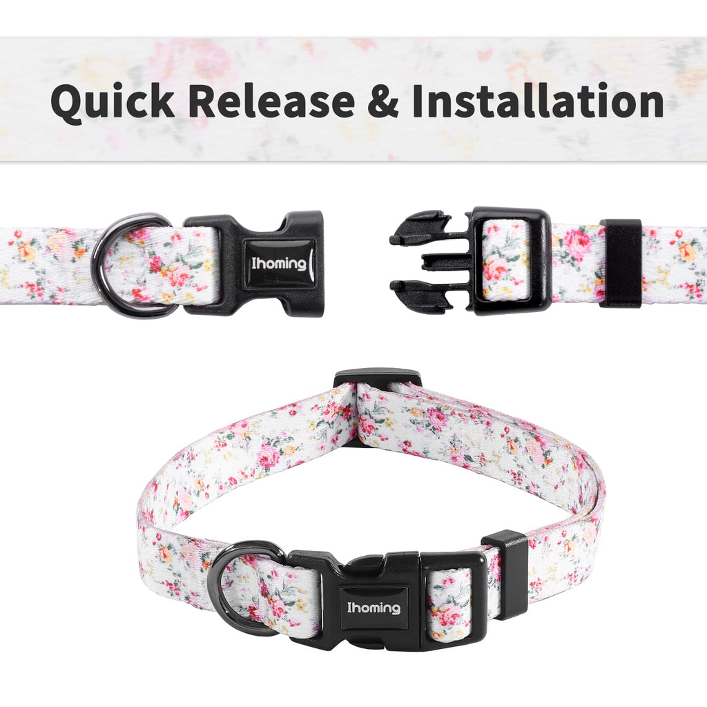 Ihoming Dog Collar And Leash Set For Daily Outdoor Walking Running Training, Floral Sky Design For Small Boys Girls Dogs Cats Pe