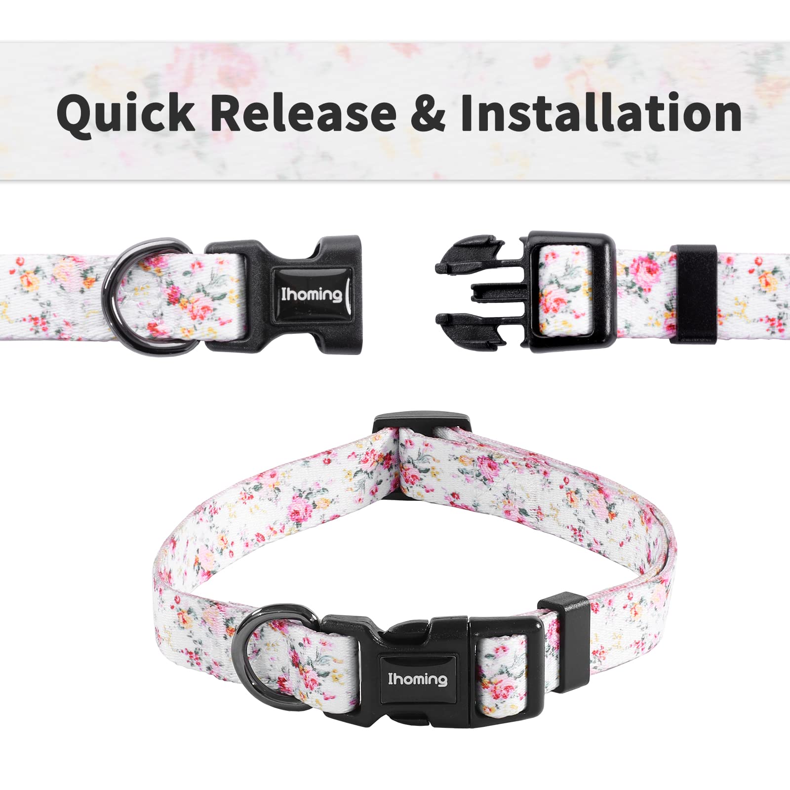Ihoming Dog Collar And Leash Set For Daily Outdoor Walking Running Training, Floral Sky Design For Small Boys Girls Dogs Cats Pe