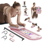 Foldable Pilates Reformer Board for at Home Workout, Pilates Board with Resistance Bands & Timer, Multifunctional Home Pilates E