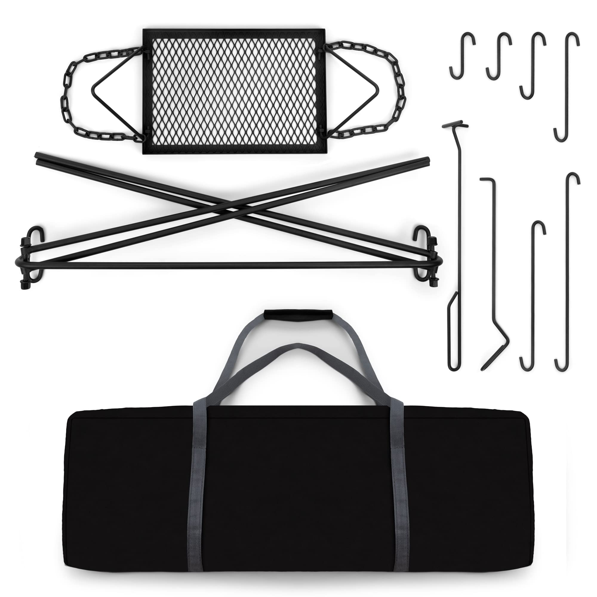 Bruntmor Large Outdoor Campfire Grill Camping Open Fire Cooker Stand Swing Away Hanging Grill Equipment For Fire Pit Stand Campf