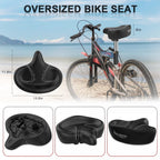 Bluewind Oversized Bike Seat, Wide Bicycle Saddle Novel Backrest Design For Electric Bike, Universal Fit Exercise Bike Or Road S