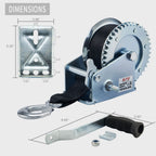 Openroad Boat Winch 1500Lbs Hand Winch,For Boat Trailer Towing Winch, With 26Ft Black Strap And Brake Ratchet