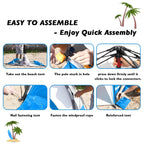 Mansader Easy Pop Up Beach Tent For 3-4 People, Automatic Setup Beach Shelter With Upf 50+ And 3 Ventilation Windows, Portable S