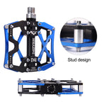 Mzyrh Mountain Bike Pedals, Ultra Strong Colorful Cnc Machined 916 Cycling Sealed 3 Bearing Pedals (Blue Black Black)