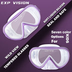 Kids Snorkel Swim Mask, Child Diving Mask Anti-Fog Swim Goggles With Nose Cover For Snorkeling Diving Swimming (Purple)