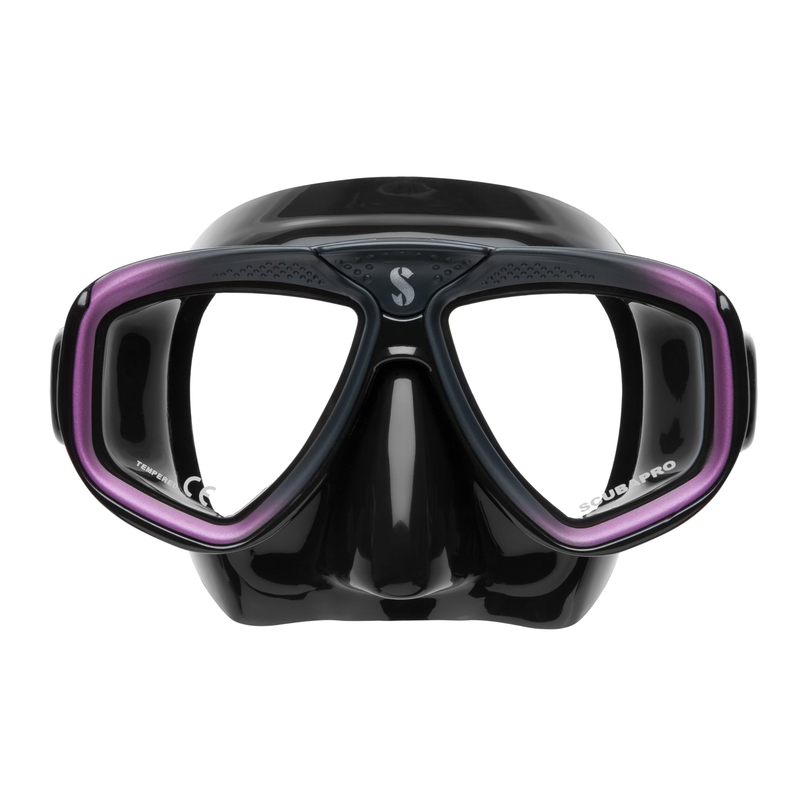 SCUBAPRO Zoom Scuba Mask with Ultra Clear Dual Lens and Lens-Change System for Optical Lenses for Diving, Black/Purple