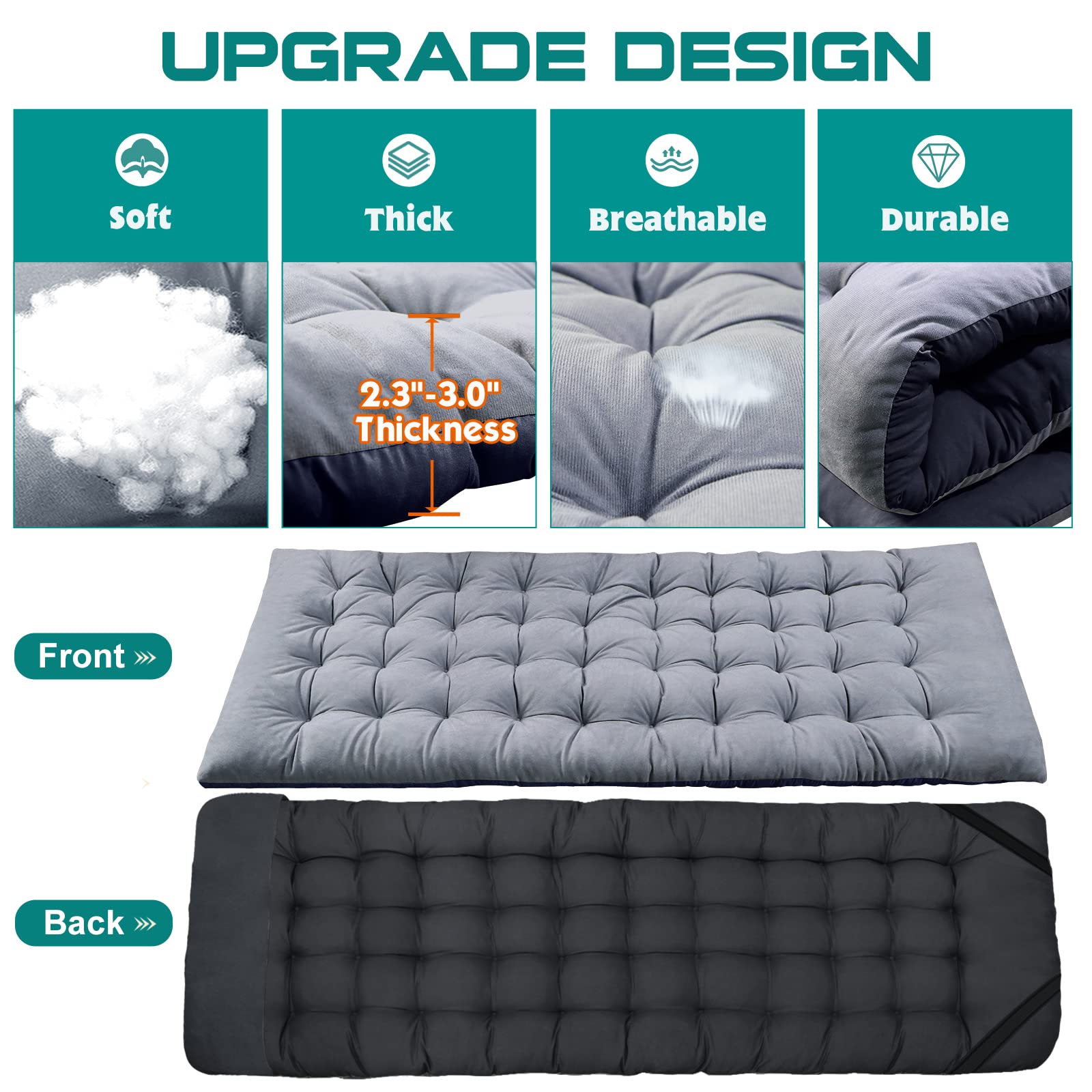 Lilypelle Folding Camping Cot Xl, Heavy Duty Sleeping Cots With Carry Bag, Double Layer Oxford Portable Travel Camp Cots For Hom