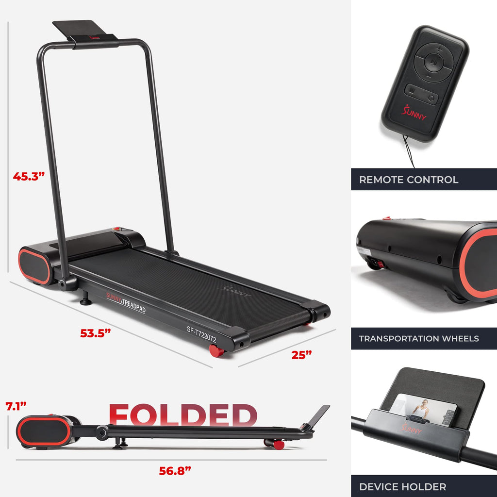 Sunny Health & Fitness Treadpad       Nimble Compact Dual Mode Walking/Running Treadmill With Convenient Remote Control & Exclus