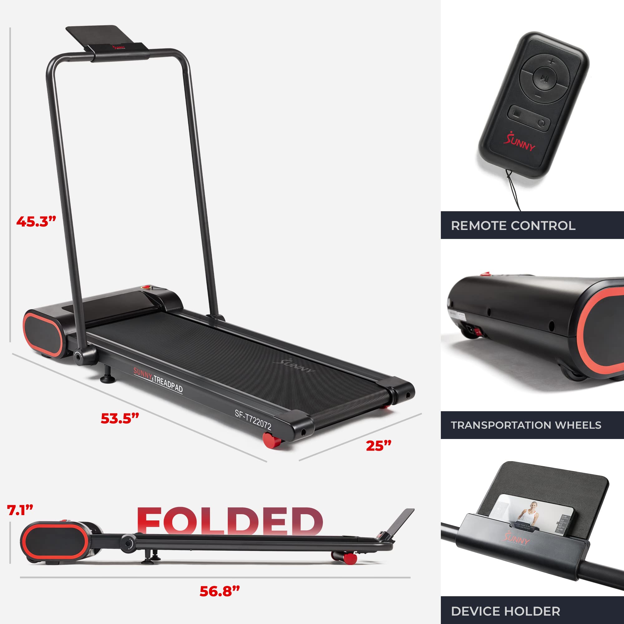 Sunny Health & Fitness Treadpad       Nimble Compact Dual Mode Walking/Running Treadmill With Convenient Remote Control & Exclus
