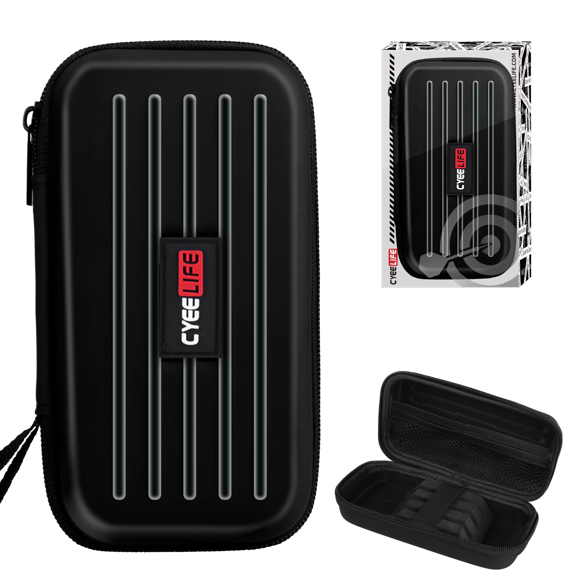 CyeeLife Dart Case - Carrying Case for Steel or Soft Tip Darts, Holds 3 Darts and Extra Accessories, Built-In Storage Tubes and 