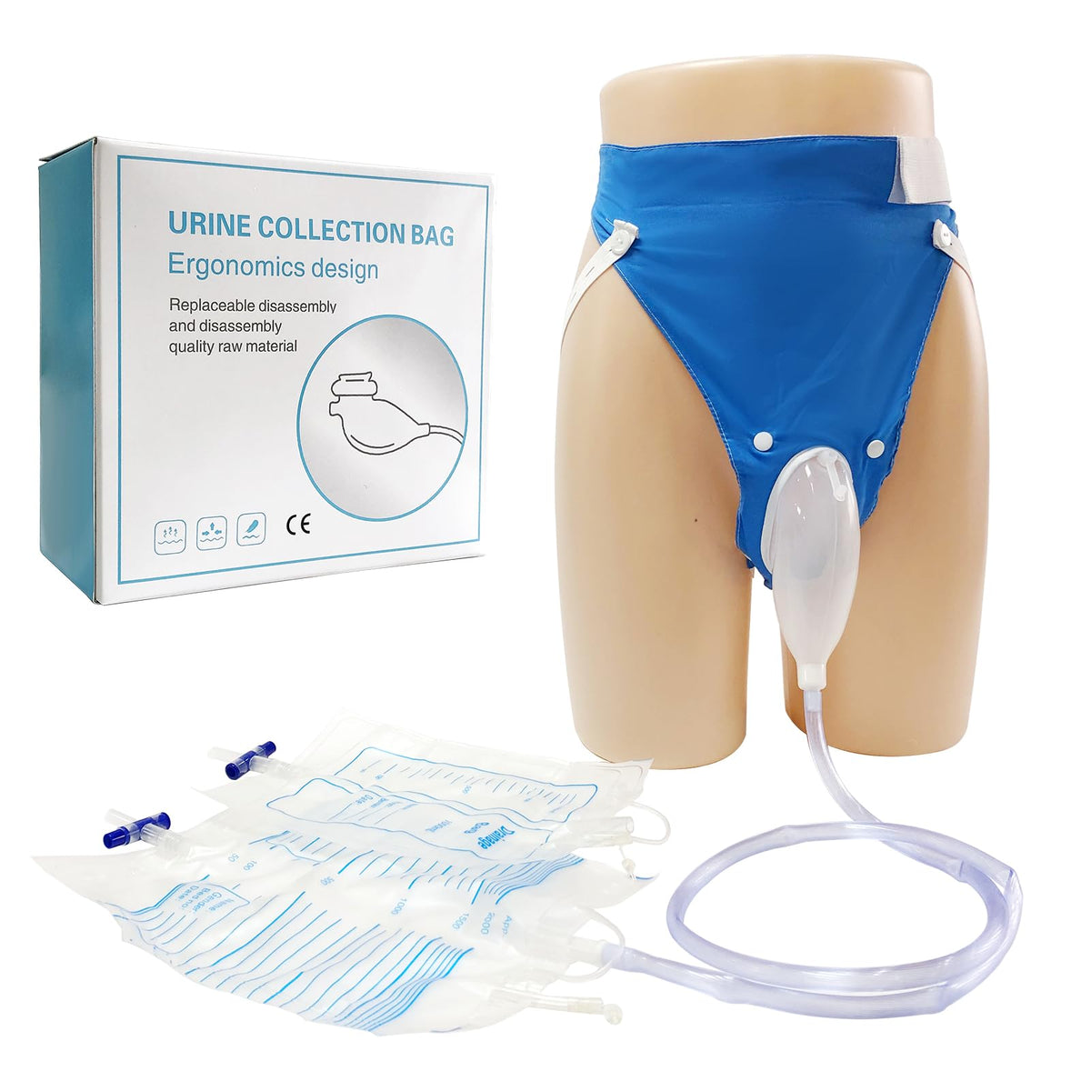 DWCHECK Wearable Urine Collection Bag External Catheter for Women, Reusable Portable Silicone Urinal with 1000ml and 2000ml Urin