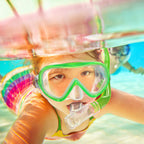 Kids Snorkel Swim Mask, Child Diving Mask Anti-Fog Swim Goggles With Nose Cover For Snorkeling Diving Swimming (Green)