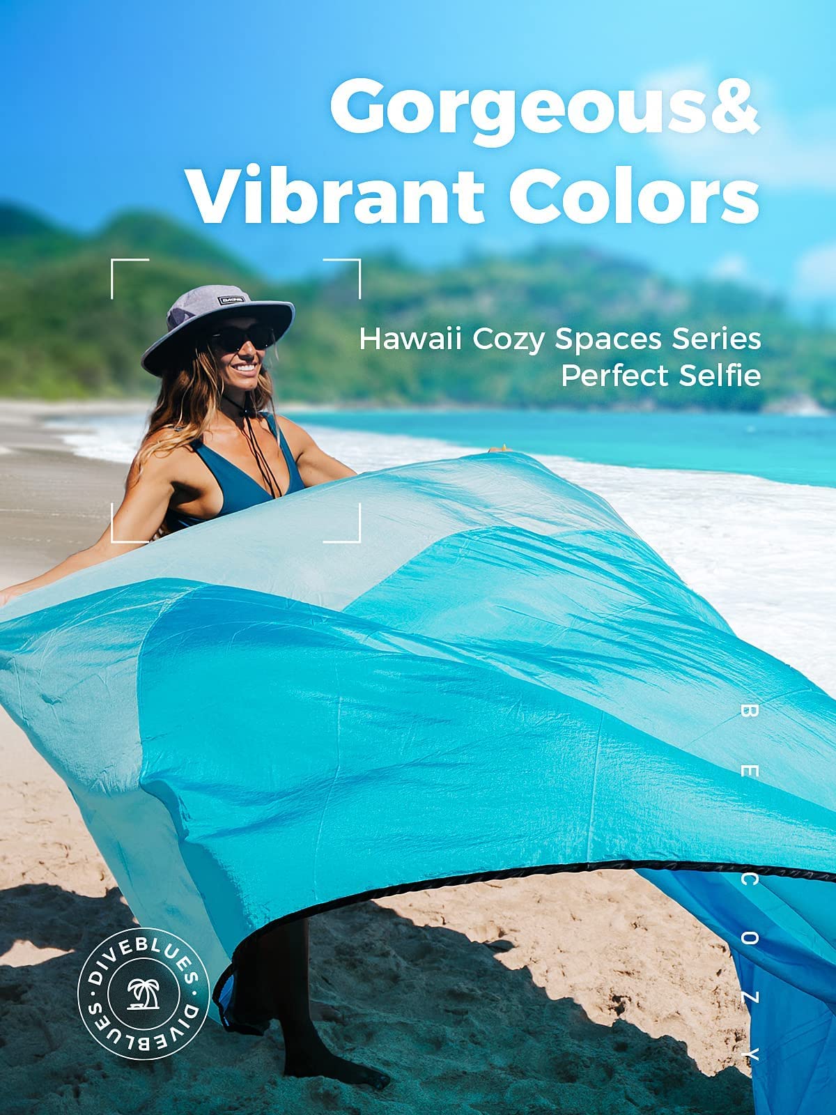 Ocoopa Diveblues Beach Blanket, Extra Large Sandproof Waterproof, Picnic Mat, 8 Persons Family Size, Sand Free, Comfortable, Dur