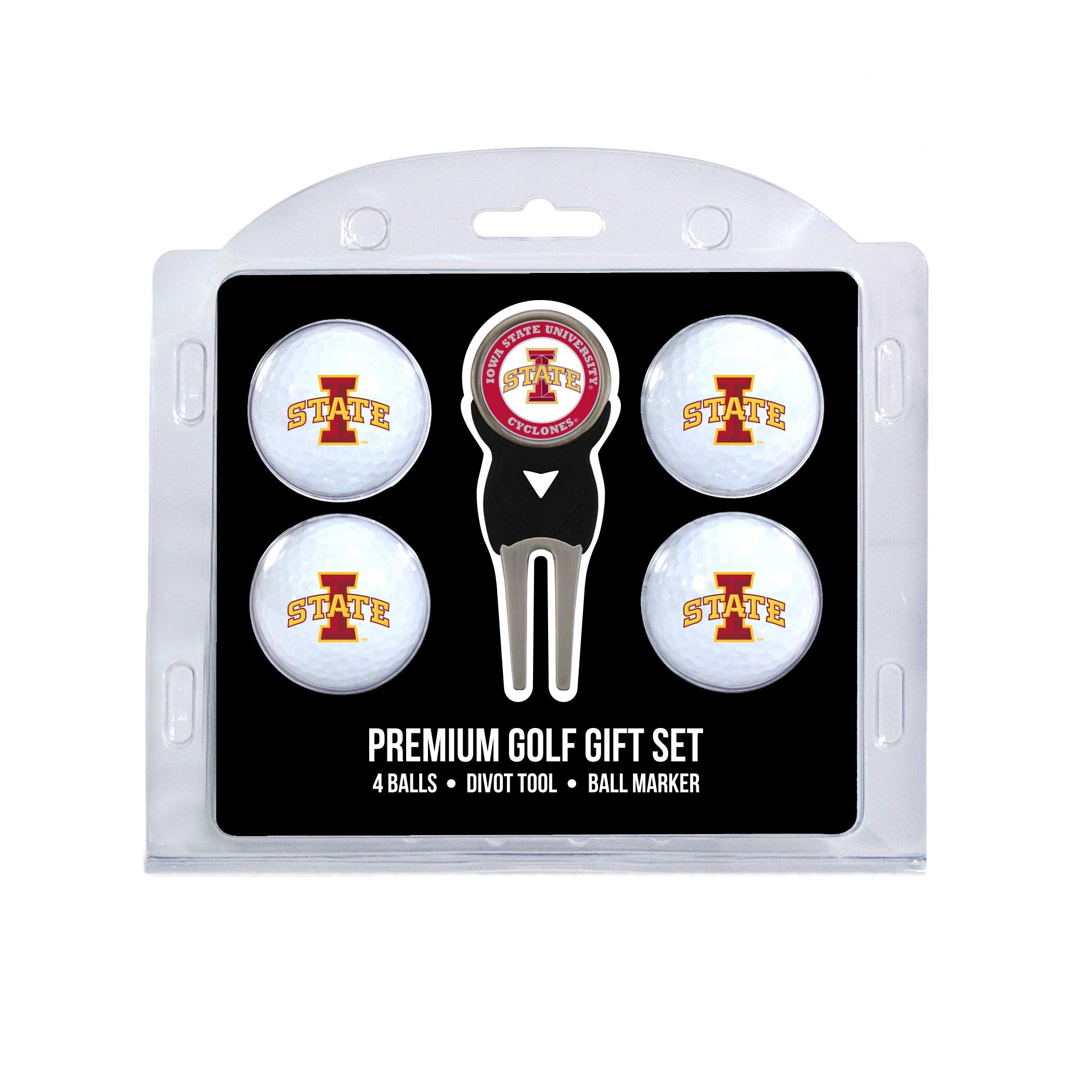 Team Golf NCAA Iowa State Cyclones 4 Golf Ball And Divot Tool Set Regulation Size Golf Balls (4 Count) & Divot Tool with Removab