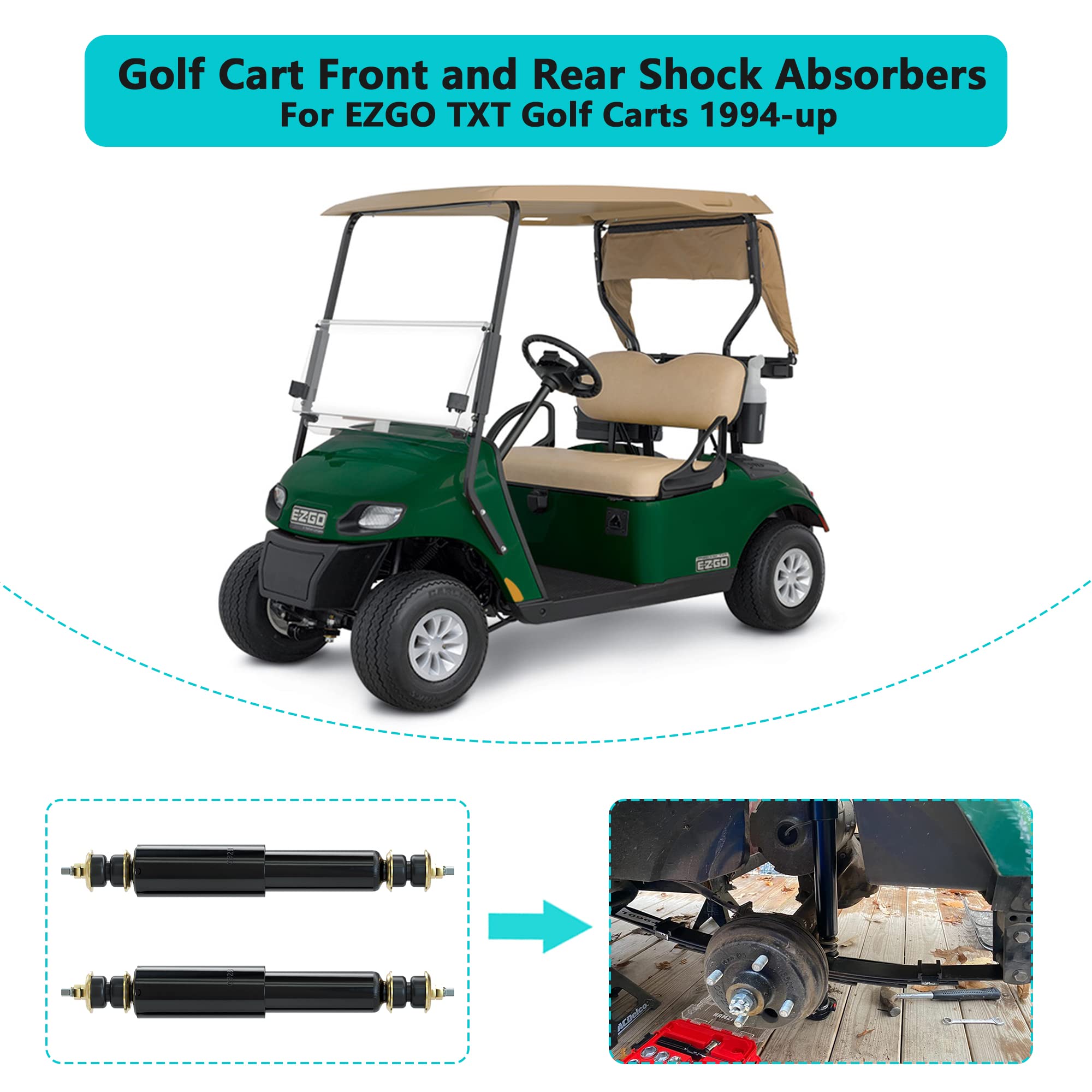 10L0L Golf Cart Front And Rear Shock Absorbers For Ezgo Txt Golf Carts 1994+ - Set Of 2