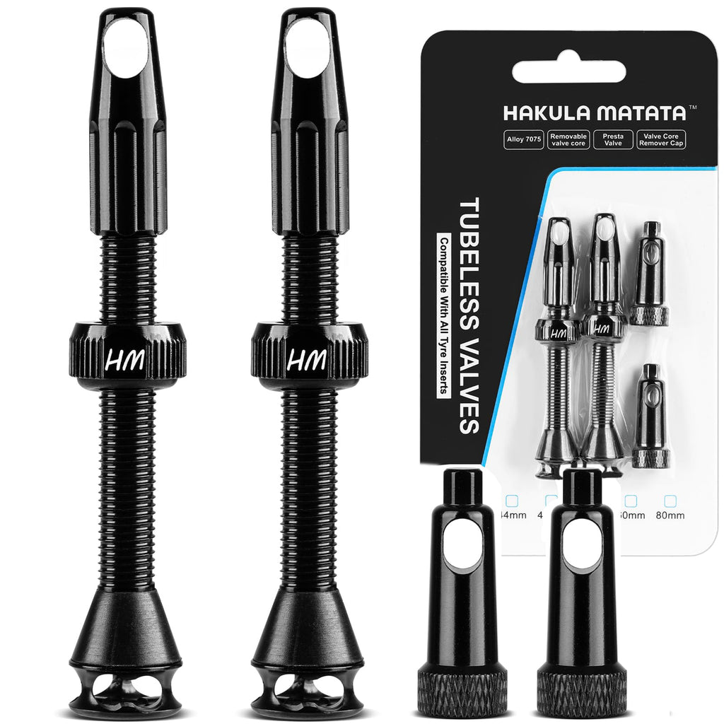 Hakula Matata Tubeless Presta Valve Stem 60 Mm, Super Light Alloy Tubeless Tire Valve Stems With Caps Integrated Core Removal To