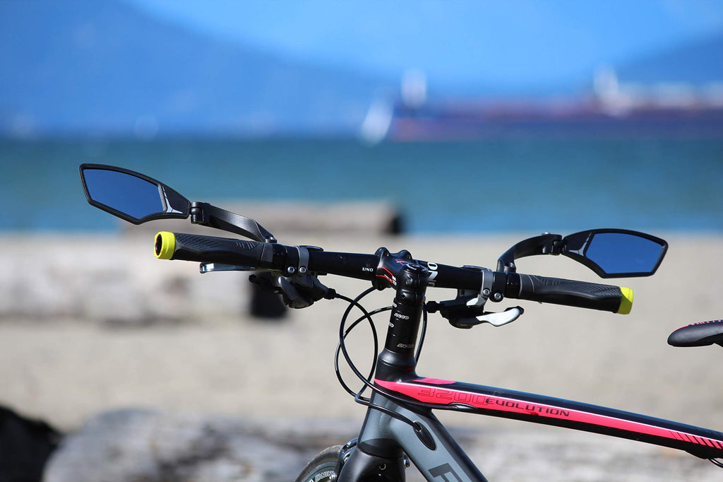 Hafny New Handlebar Bike Mirror, Hd,Blast-Resistant, E-Bike Mirror, Glass Lens, Hf-Mr095 (Silver Left)