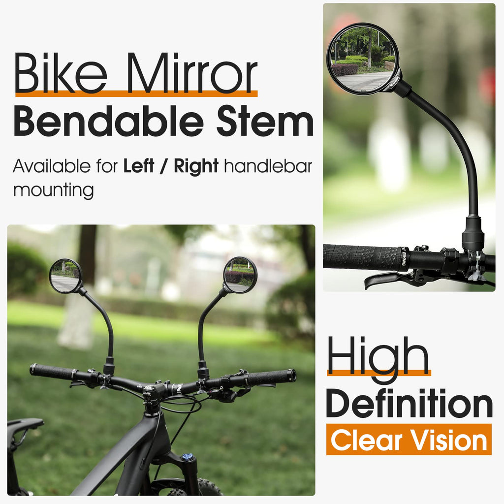 West Biking Bike Mirror Handlebar Mount, Adjustable Rotatable Bicycle Rear View Mirror, Wide Angle Acrylic Convex Safety Mirror