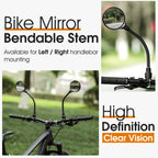 West Biking Bike Mirror Handlebar Mount, Adjustable Rotatable Bicycle Rear View Mirror, Wide Angle Acrylic Convex Safety Mirror