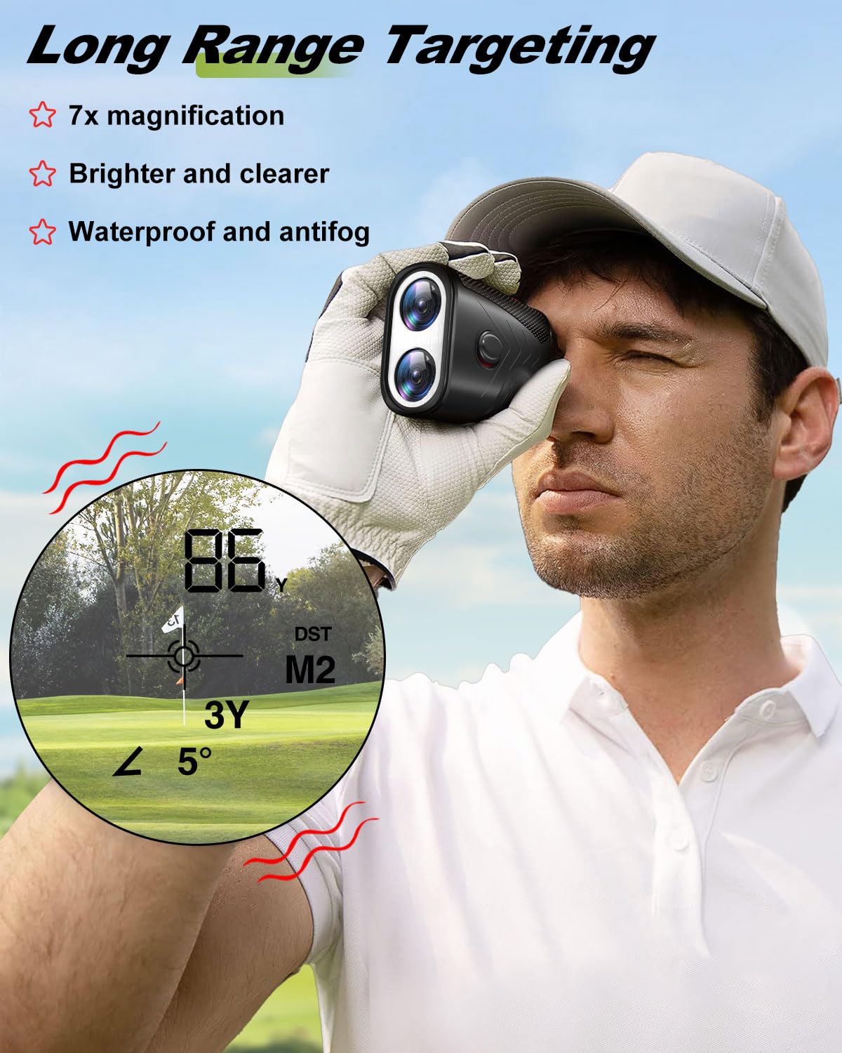 1200 Yards Range Finder Golf, 7X Magnification Golf Rangefinder with Slope, Laser Range Finder with Flag Lock, 0.5 Yard Accuracy