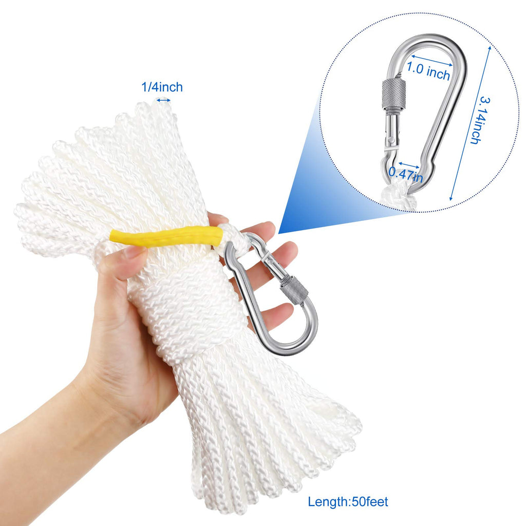 Hollow Braided Polypropylene Line Rope Heaving Line With Spring Hook For Ring Buoy Pool Life Preserver Ring Rope Boat Anchor Rop