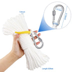 Hollow Braided Polypropylene Line Rope Heaving Line With Spring Hook For Ring Buoy Pool Life Preserver Ring Rope Boat Anchor Rop