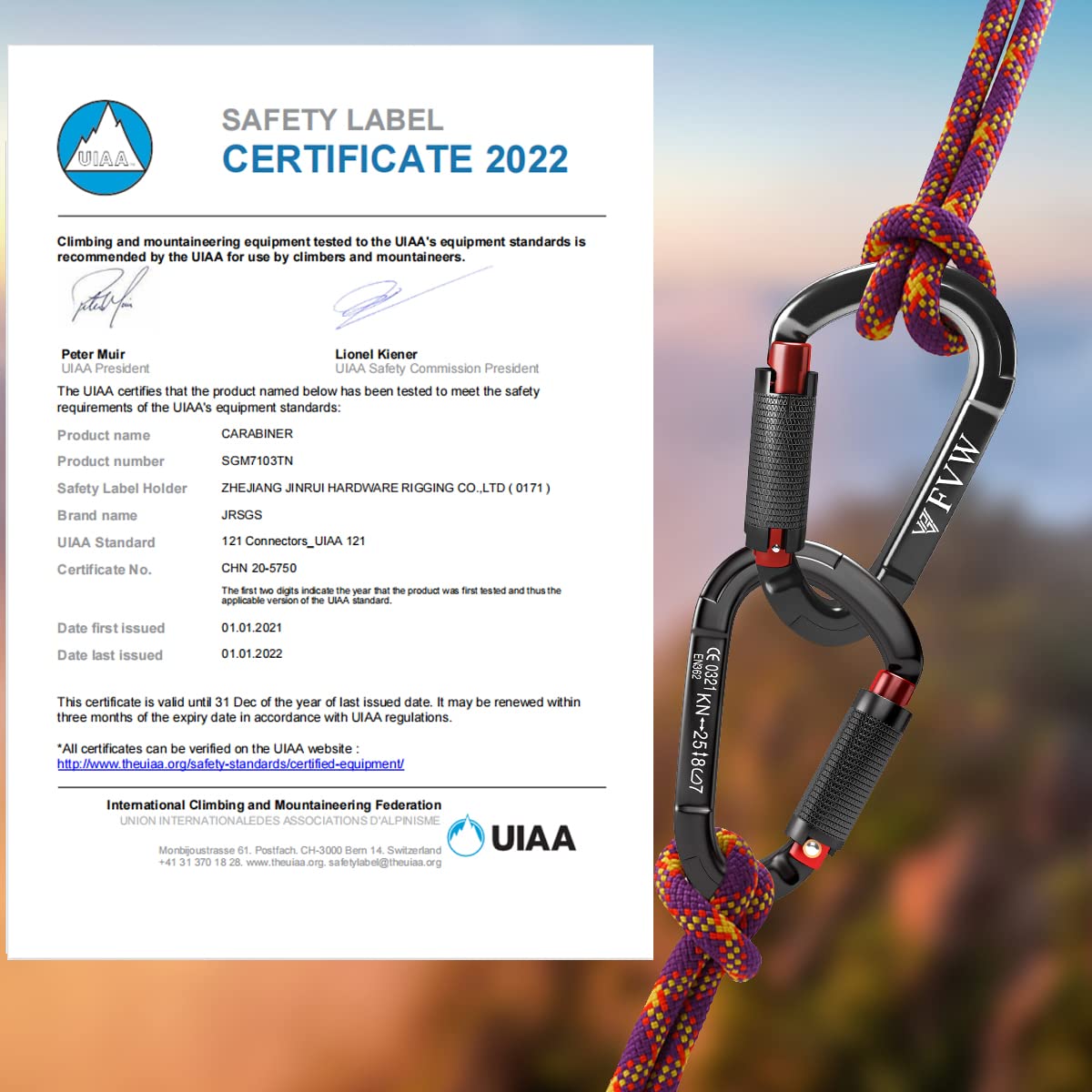Fvw 10 Pack Auto Locking Rock Climbing Carabiner Clips, 25Kn (5620 Lbs) Heavy Duty Caribeaners For Rappelling Swing Rescue & Gym