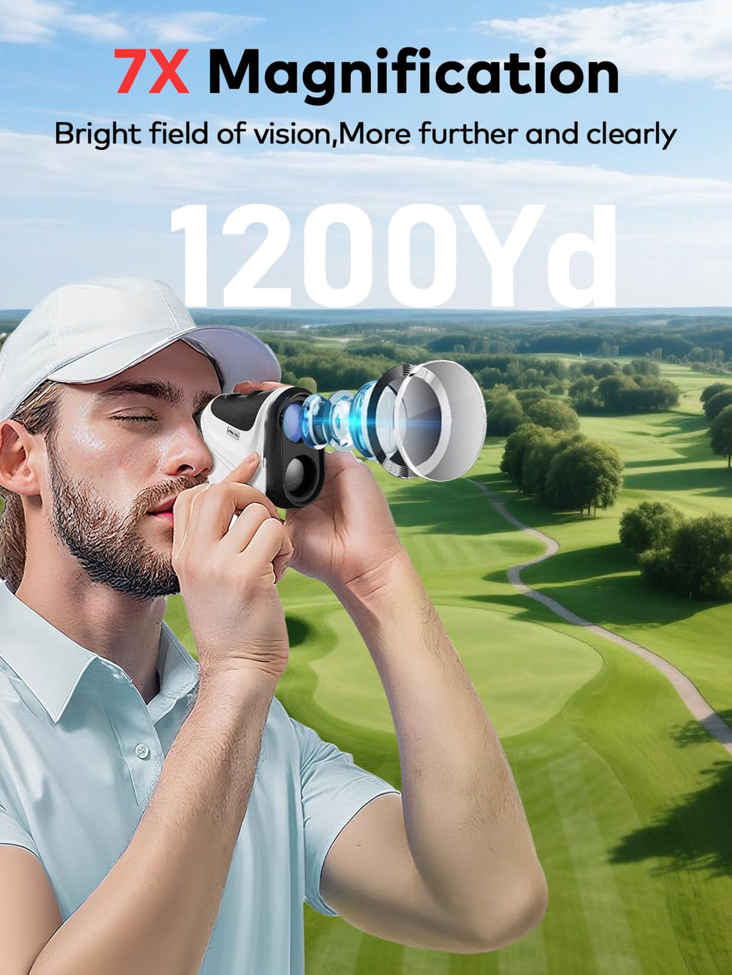 Moesapu Range Finder Golf With Slope, 1200Yd Laser Range Finder With Tripod Mount Hole, 7X Magnification Flag Lock Locking Vibra